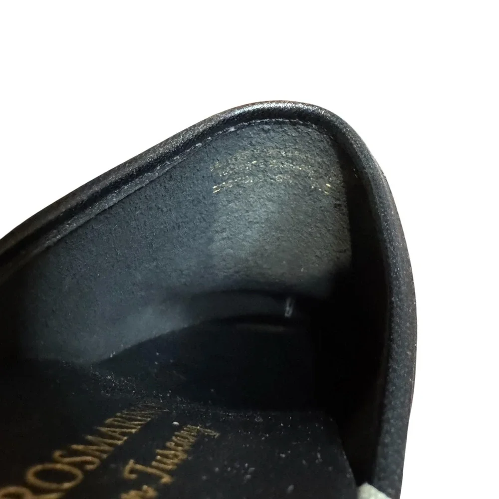 Verderosmarino Shoes Womens Size 7.5 Black Cow Print Leather Wedge Mules